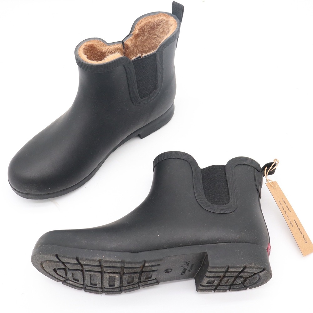 Chooka Womens Black Chelsea Rain Boots Plush Lined Waterproof Size 11 NEW